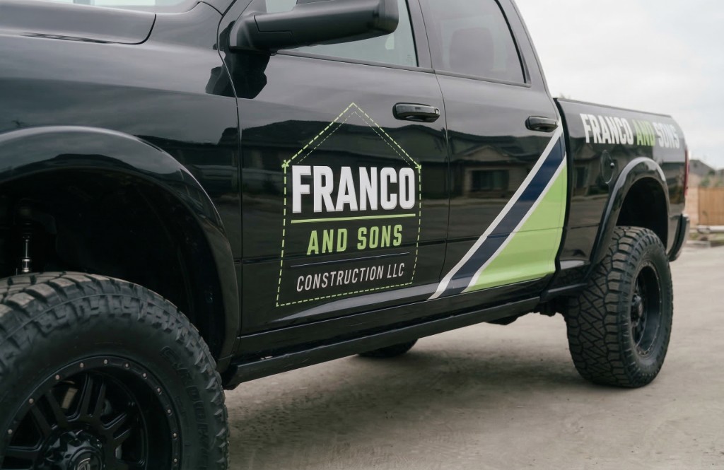 Franco and Sons Construction LLC branded work truck in Lincoln, California